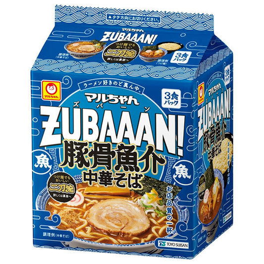 Toyo Suisan Maru-chan ZUBAAAN! Pork bone seafood Chinese noodles 3-meal pack x 9 pieces [shipped in Japan]