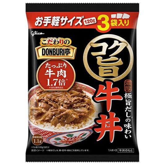 江崎グリコ こだわりDONBURI亭 3食パック コク旨牛丼 (120g×3)×10個入【日本出荷】
