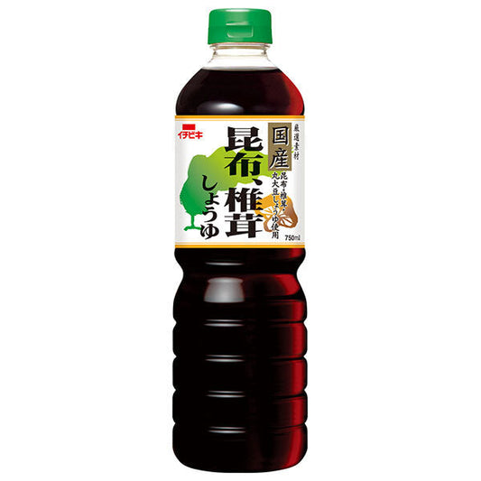 Ichibiki Kelp and Shiitake Mushroom Soy Sauce, 750ml PET Bottle x 8 [Ships from Japan] 