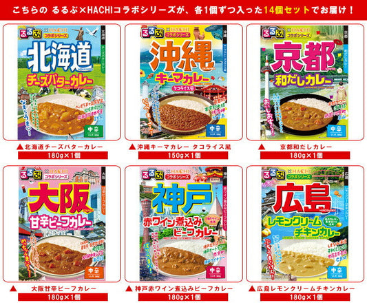 ハチ食品 るるぶ×Hachi コラボカレーシリーズ 14種詰め合わせセット 14個入【日本出荷】