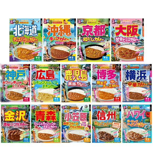 Hachi Foods Rurubu x Hachi Collaboration Curry Series 14 Types Assortment Set 14 Pieces [Shipped in Japan]