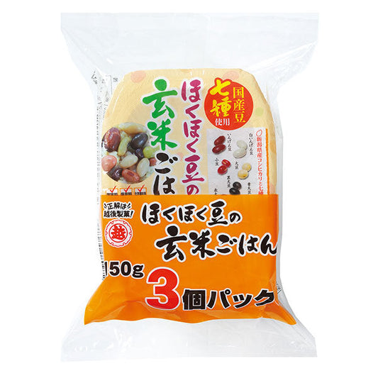 Echigo Seika Brown Rice with Hokuhoku Beans, 3-Serving Pack (150g x 3) x 4 Packs [Ships from Japan] 