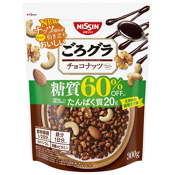 Nissin Cisco Gorogura 60% Less Carbohydrate Chocolate Nuts 300g x 6 bags [Ships from Japan] 