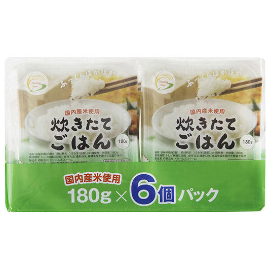 Dreams Farm Freshly Cooked Rice (180g x 6 packs) x 6 packs [Ships from Japan] 