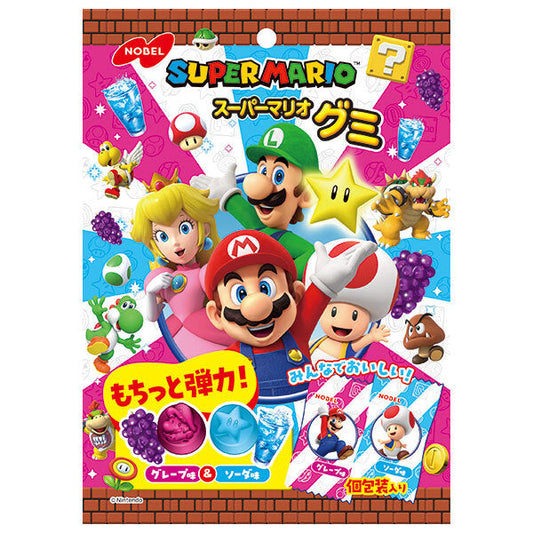 ノーベル製菓 スーパーマリオグミ グレープ味&ソーダ味 85g×6袋入【日本出荷】