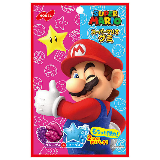 ノーベル製菓 スーパーマリオグミ グレープ味&ソーダ味 50g×6袋入【日本出荷】