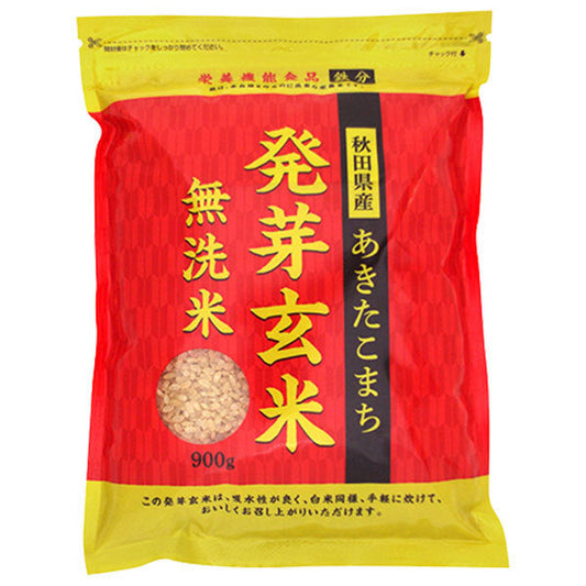 大潟村あきたこまち生産協会 秋田県産 あきたこまち 発芽玄米 無洗米 900g×5袋入【日本出荷】