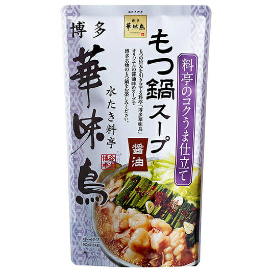 トリゼンフーズ 博多華味鳥 もつ鍋スープ 醤油 600g×12袋入【日本出荷】