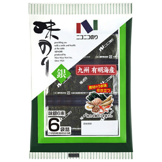 ニコニコのり 味銀6束 6袋詰(12切5枚)×10個入【日本出荷】