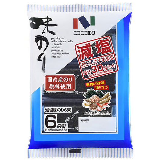 Niconico Nori Low Salt Flavored Nori 6 bundles 6 bags (5 pieces of 12 slices) x 10 bags [shipped in Japan]