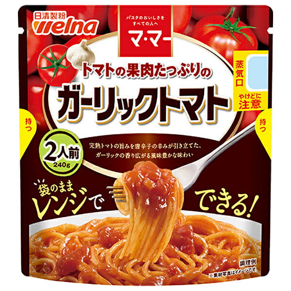 Nisshin Seifun Welna Ma Ma Garlic Tomato Pasta Sauce with Plenty of Tomato Pulp 240g x 6 Pouches [Ships from Japan]