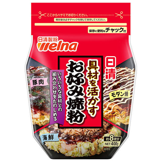 Nissin Welna Okonomiyaki Flour that Enhances Ingredients, 400g x 12 Bags [Ships from Japan] 