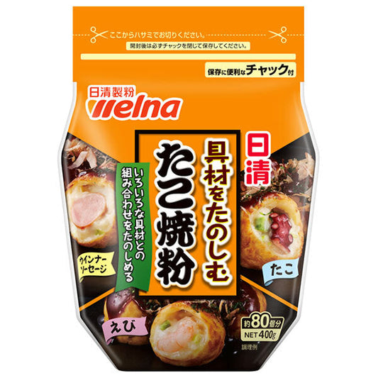 Nissin Welna Takoyaki Flour with Ingredients, 400g x 12 bags [Ships from Japan] 