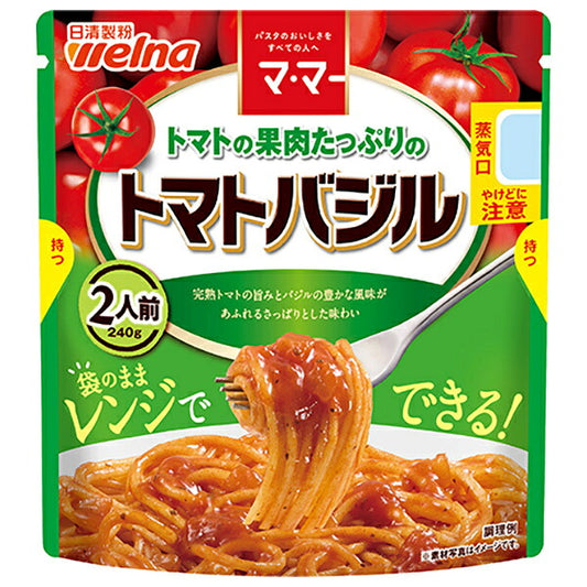 Nisshin Seifun Welna Ma-Ma Tomato Basil Pasta Sauce with Generous Tomato Pieces 240g x 6 Pouches [Ships from Japan]