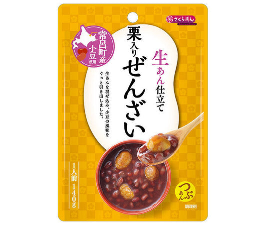 Tanio Shokuhin Kogyo Sakuraan Fresh Bean Paste Zenzai with Chestnuts 140g x 12 bags [Shipped in Japan]