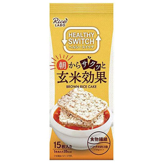 Happy rice cake Brown rice cake with brown rice effect that is crispy in the morning 15 pieces x 12 (6 x 2) bags [shipped in Japan]
