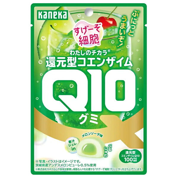 カネカ食品 還元型コエンザイムQ10グミ メロンソーダ味 40g×10袋入【日本出荷】