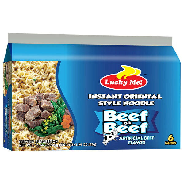 Imai Lucky Me! Beef Noodle 330g (55g x 6) x 12 Bags [Ships from Japan]