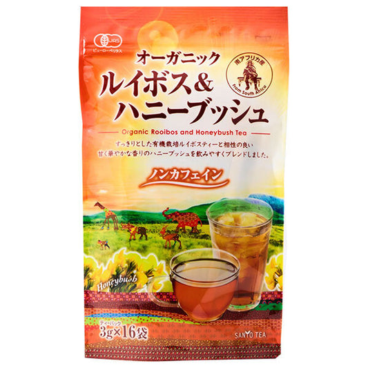 Sanyo Shoji Organic Rooibos & Honeybush Herbal Tea, 48g (3g x 16 Tea Bags) x 12 Packs [Ships from Japan]