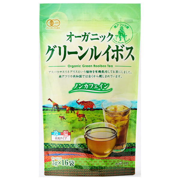 Sanyo Shoji Organic Green Rooibos Tea Bags, 48g (3g x 16 Bags) x 12 Packs [Ships from Japan]