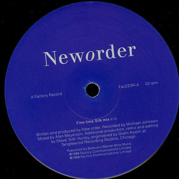 New Order - Fine Time (Remix) (Vinyl, 12", 33 ⅓ RPM, Single) Very Good (VG) / Very Good (VG)