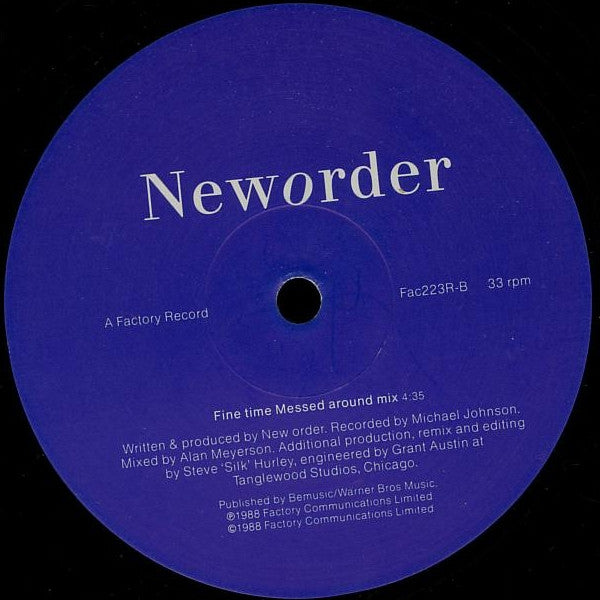 New Order - Fine Time (Remix) (Vinyl, 12", 33 ⅓ RPM, Single) Very Good (VG) / Very Good (VG)