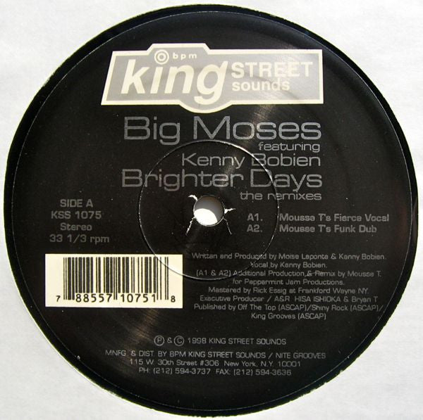 Big Moses - Brighter Days (The Remixes) (Vinyl, 12", 33 ⅓ RPM) Very Good (VG) / Good Plus (G+)