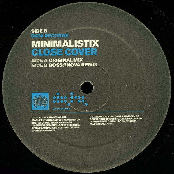 Minimalistix - Close Cover (The Piano Track) (Vinyl, 12", 45 RPM) Very Good (VG) / Very Good (VG)