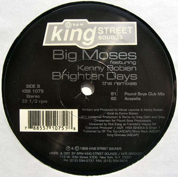 Big Moses - Brighter Days (The Remixes) (Vinyl, 12", 33 ⅓ RPM) Very Good (VG) / Good Plus (G+)