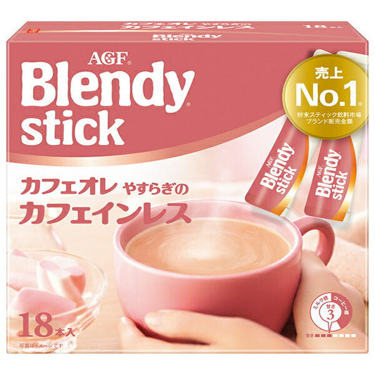 AGF Blendy Stick Cafe au Lait Peaceful Decaffeinated (7.7g x 18 bottles) x 6 boxes [Shipped in Japan]