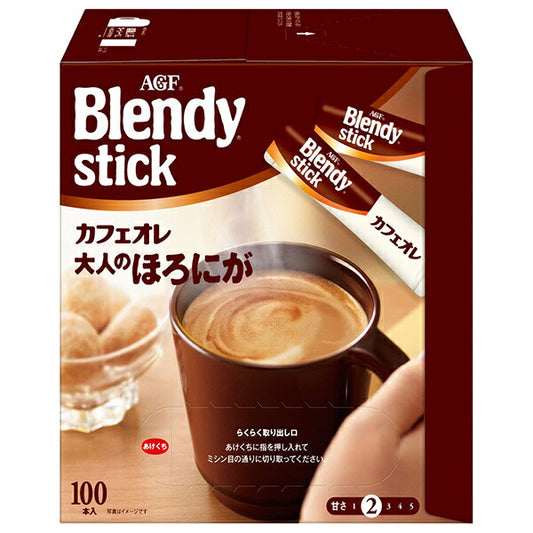 AGF Blendy Stick Café au Lait Rich & Gently Bitter Instant Coffee Mix, 100 Sticks x 4 Boxes [Ships from Japan]