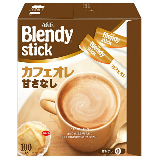 AGF Blendy No-Sugar Café au Lait Instant Coffee Sticks, 8.0 g x 100 Sticks x 4 Boxes [Ships from Japan]