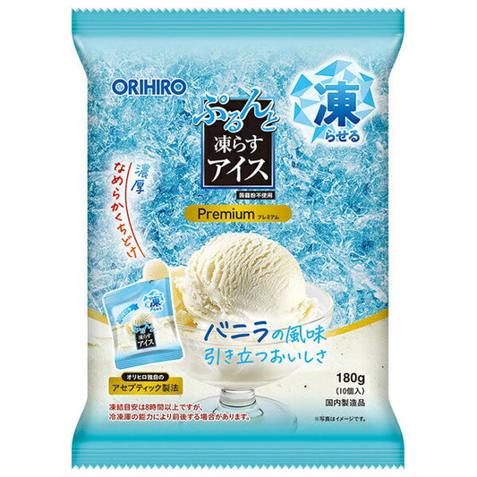 Orihiro Purunto Freeze Ice Cream Premium Vanilla (18g x 10 pieces) x 12 bags [shipped in Japan]