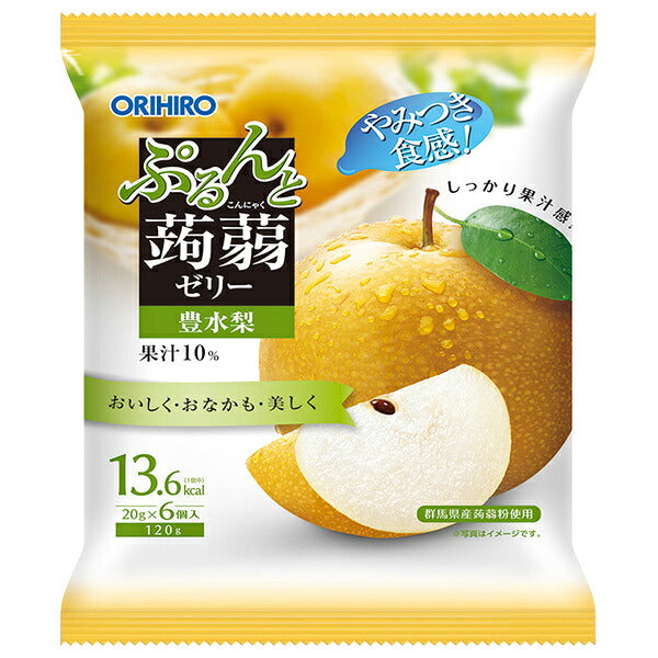 オリヒロ ぷるんと蒟蒻ゼリー 豊水梨 (20gパウチ×6個)×24袋入【日本出荷】