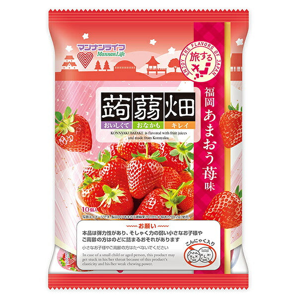 MannanLife Konjac Jelly - Fukuoka Amaou Strawberry Flavor (25g x 10 Pieces) x 12 Bags [Ships from Japan]