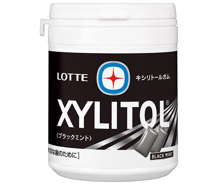 Lotte Xylitol Gum Black Mint Family Bottle, 133g x 6 Count [Ships from Japan] 