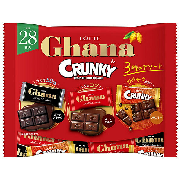 Lotte Ghana & Crunchy Share Pack, 105g x 20 bags [Ships from Japan] 