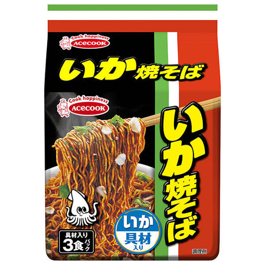 エースコック いか焼そば 具材入り 3食パック×9袋入【日本出荷】