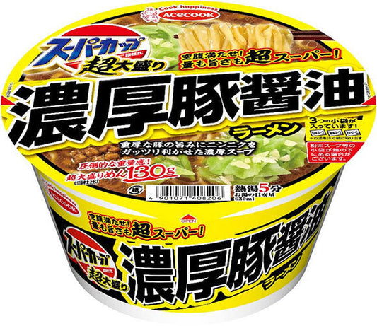 Acecook Super Cup Super Large Rich Pork Soy Sauce Ramen 176g x 12 pieces [Shipped in Japan]