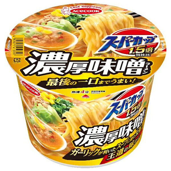Acecook Super Cup 1.5x Miso Ramen 126 g x 12 Cups [Ships from Japan]