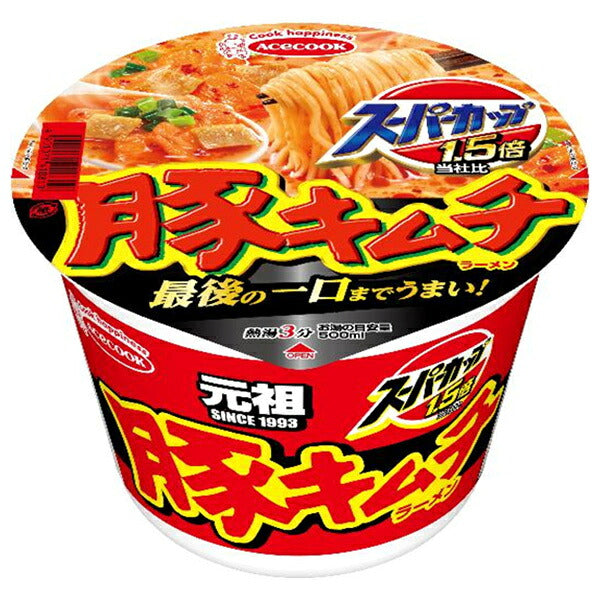 Acecook Super Cup 1.5x Pork Kimchi Ramen 106g x 12 Cups [Ships from Japan]