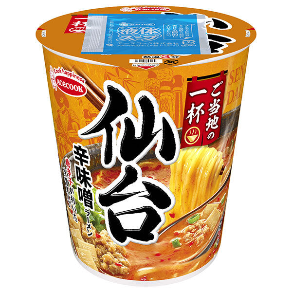 エースコック ご当地の一杯 仙台 辛味噌ラーメン 62g×12個入【日本出荷】