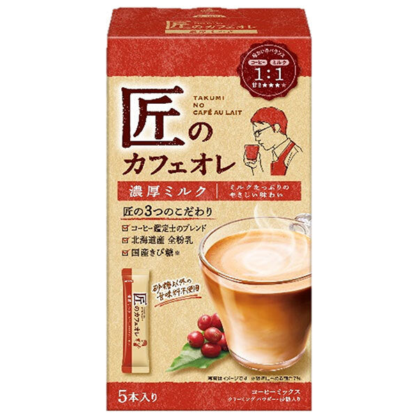 Kataoka Bussan Takumi's Cafe au Lait Rich Milk 70g (14g x 5 bottles) x 6 pieces [Shipped in Japan]