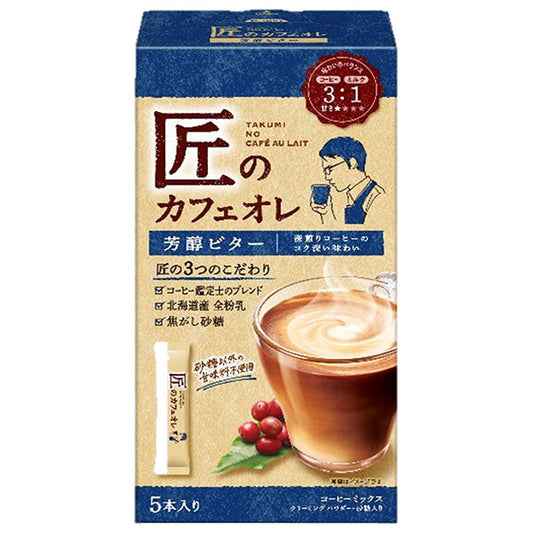 Kataoka Bussan Takumi Cafe au Lait, Rich Bitter, 59.5g (11.9g x 5 bottles) x 6 packs [Ships from Japan] 