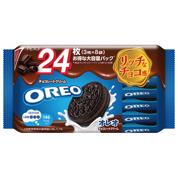 モンデリーズ ジャパン オレオ ファミリーパック チョコレートクリーム 24枚(3枚×8袋)×12個入【日本出荷】