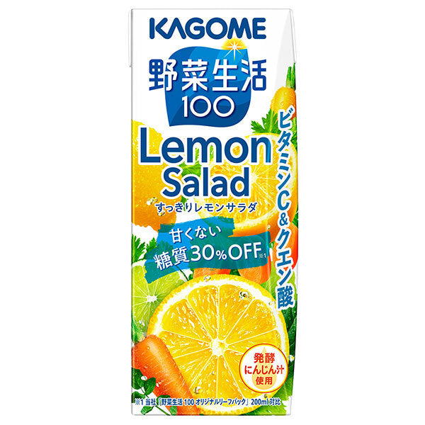 Kagome Yasai Seikatsu 100 Refreshing Lemon Salad 200ml paper pack x 24 bottles [shipped in Japan]