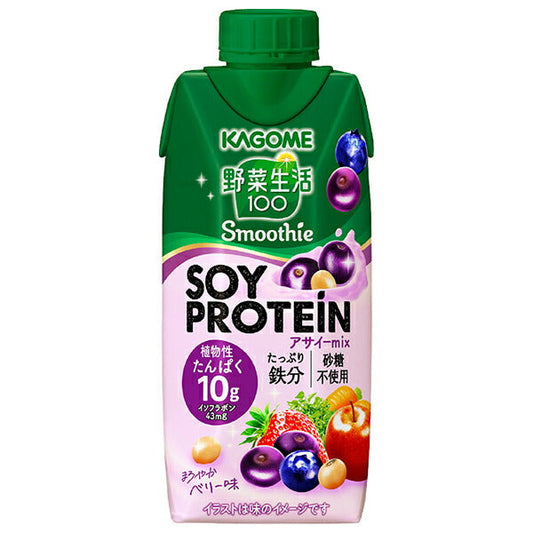 Kagome Vegetable Life 100 Smoothie Soy Protein Acai Mix, 330ml Paper Pack x 12 [Ships from Japan] 