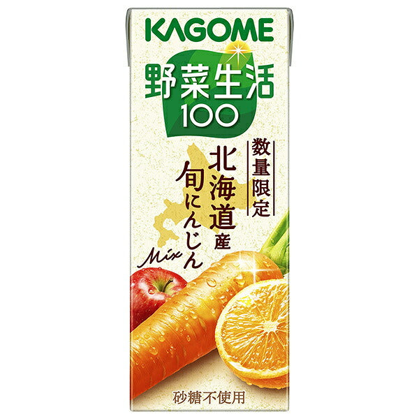 Kagome Vegetable Life 100 Hokkaido Seasonal Carrot Mix, 200ml Paper Pack x 24 [Ships from Japan] 
