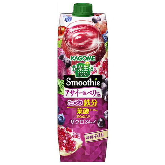 Kagome Yasai Seikatsu 100 Smoothie Acai & Berry Mix 1000g paper pack x 6 pieces [Shipped in Japan]