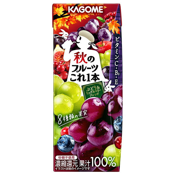 カゴメ 秋のフルーツこれ一本 ぶどう&ミックスベリーブレンド リーフパック 200ml紙パック×24本入【日本出荷】